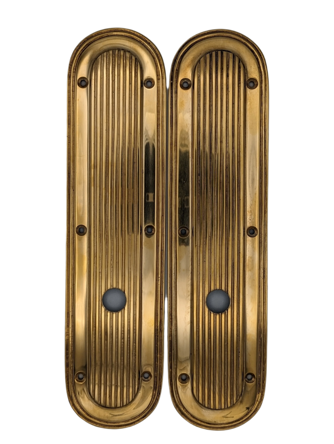 ##Antique Hardware## Open Box Sale Item 10 1/2 Inch Classic Art Deco Solid Brass Push Plate (Polished Brass Finish)