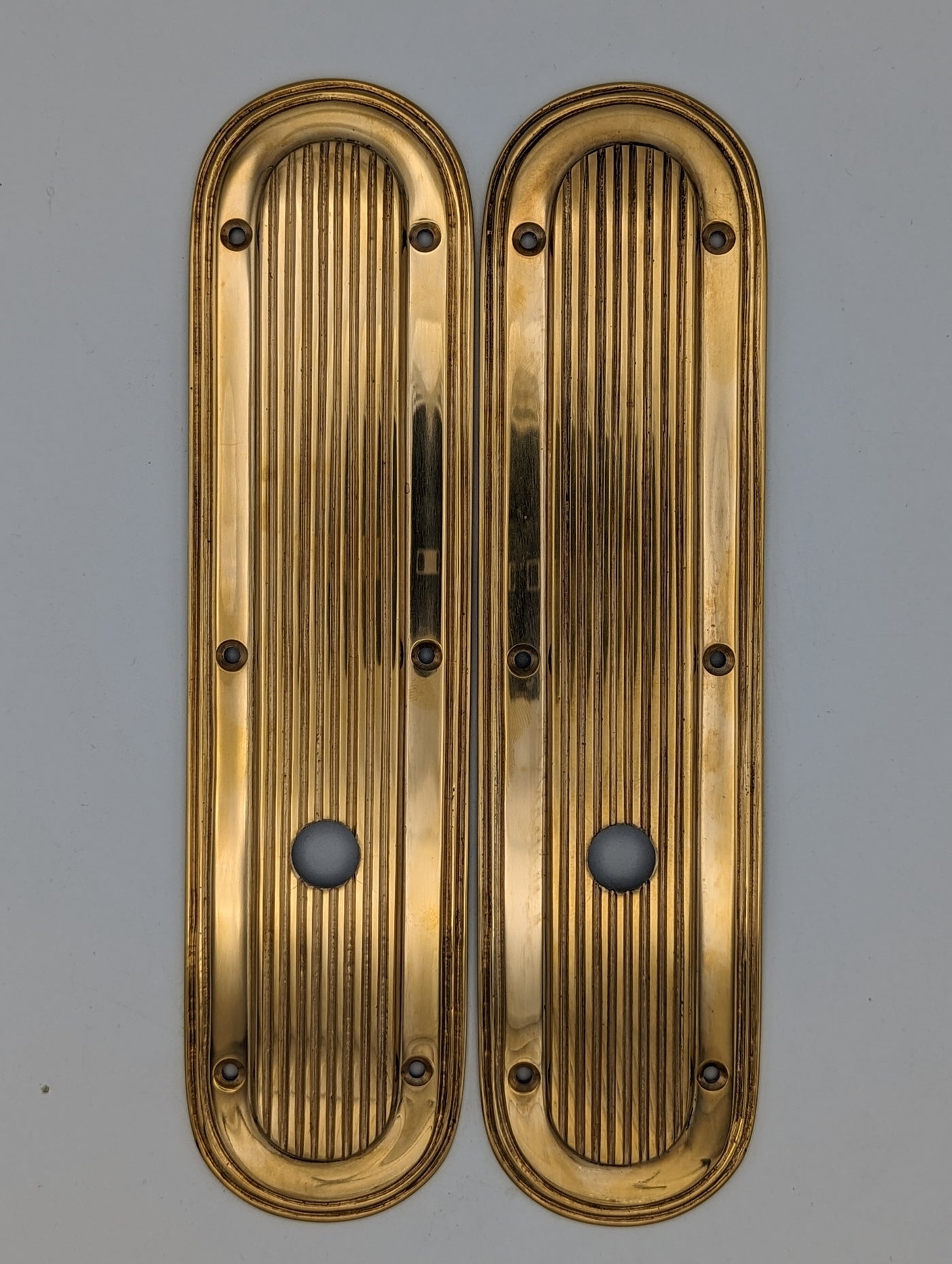 ##Antique Hardware## Open Box Sale Item 10 1/2 Inch Classic Art Deco Solid Brass Push Plate (Polished Brass Finish)