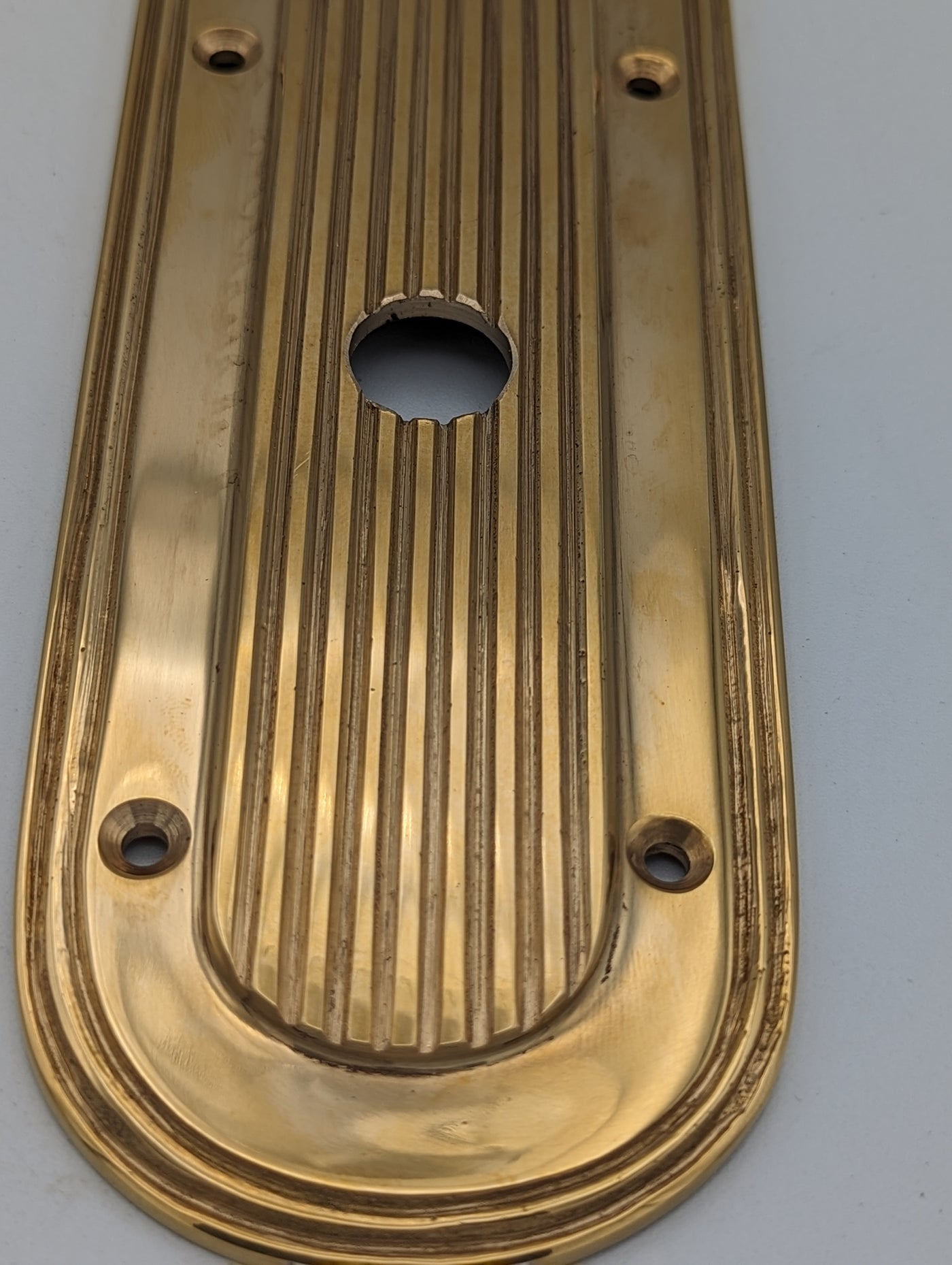 Open Box Sale Item 10 1/2 Inch Classic Art Deco Solid Brass Push Plate (Polished Brass Finish)