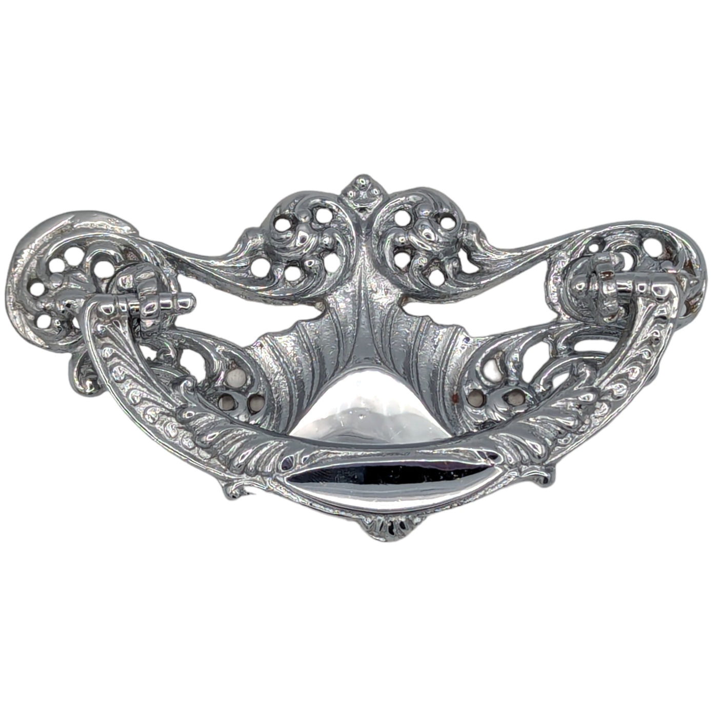 4 1/2 Inch Solid Brass Ornate Victorian Bail Pull (Polished Chrome Finish)