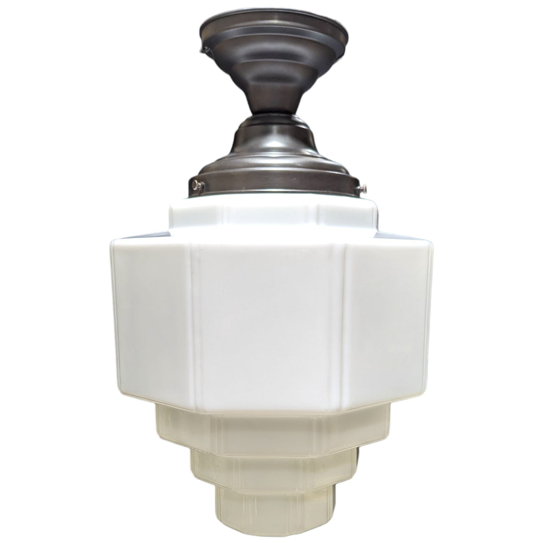 Antique Hardware 19 1/2 Inch Manhattan Skyscraper Grandeur Style Semi-Flush Mount Light (Black Bronze Finish) 