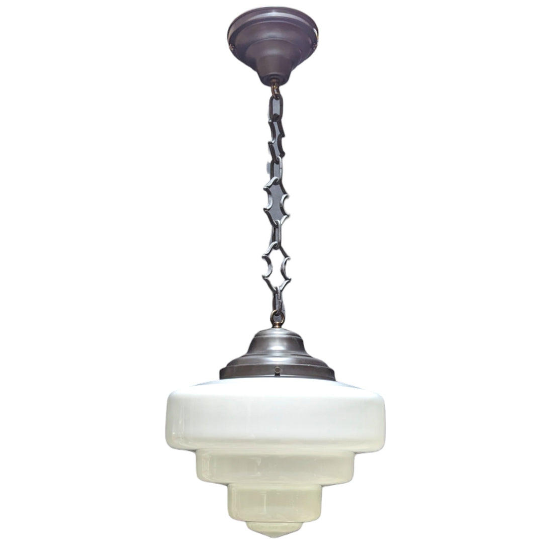 Antique Hardware 28 1/2 Inch Manhattan Skyscraper Nouveau Style Chain Light (Black Bronze Finish) 