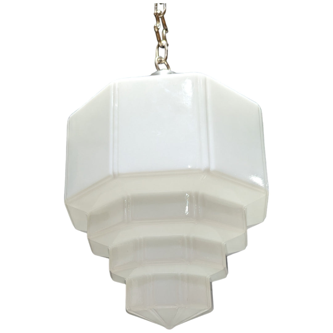 Antique Hardware 34 1/2 Inch Manhattan Skyscraper Grandeur Style Chain Light (Satin Nickel Finish) 