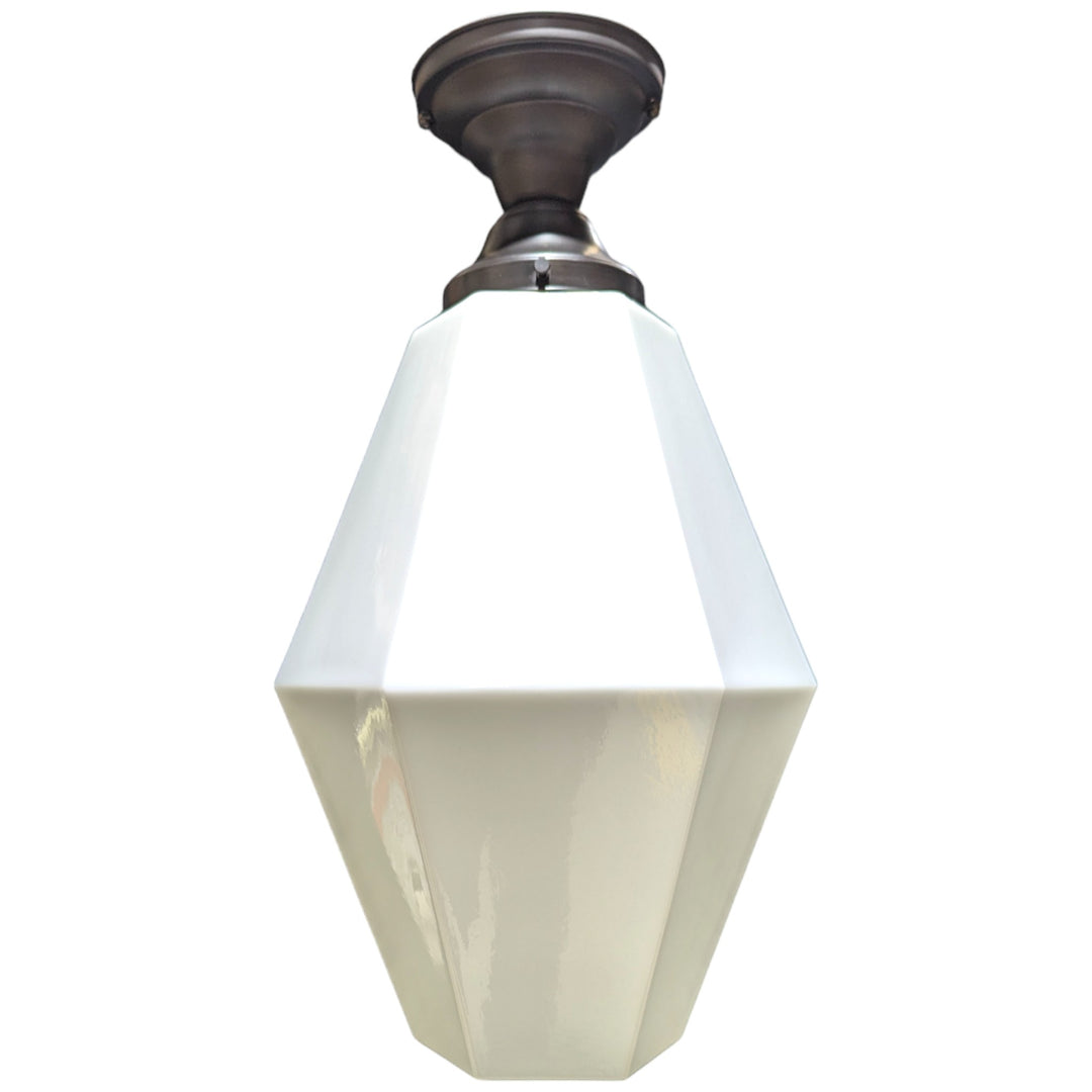Antique Hardware 20 Inch Manhattan Skyscraper Prism Style Semi-Flush Mount Light (Black Bronze Finish) 