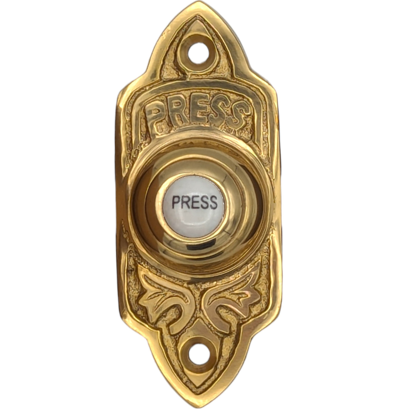 3 Inch Solid Brass Decorative Porcelain "Press" Doorbell Button (Several Finishes Available)