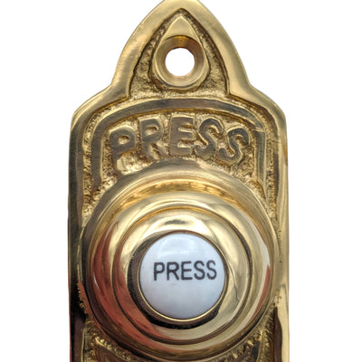 3 Inch Solid Brass Decorative Porcelain "Press" Doorbell Button (Several Finishes Available)