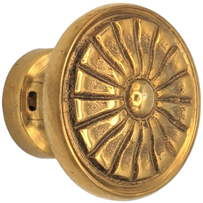 1 1/3" Solid Brass Round Vintage Fan Cabinet and Furniture Knob