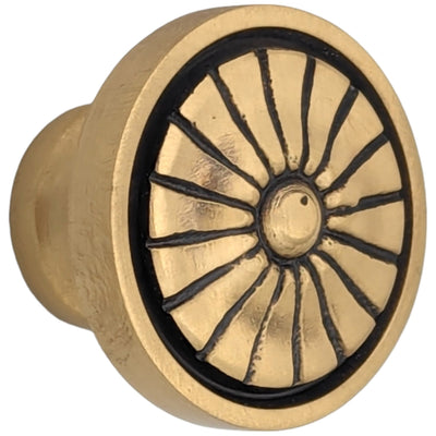 1 1/3" Solid Brass Round Vintage Fan Cabinet and Furniture Knob