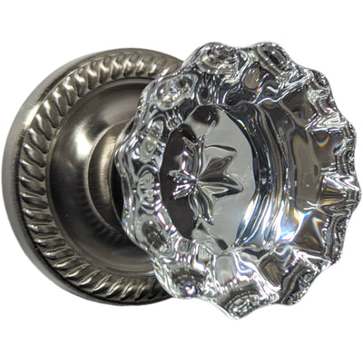 Georgian Roped Rosette Door Set with Fluted Crystal Door Knobs (Several Finishes Available)