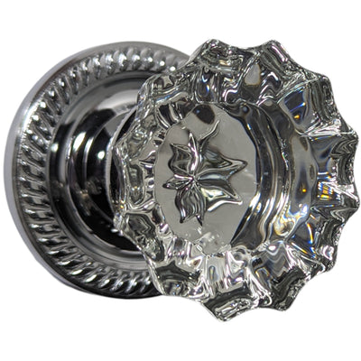 Georgian Roped Rosette Door Set with Fluted Crystal Door Knobs (Several Finishes Available)