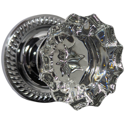 ##Antique Hardware## Georgian Roped Rosette Door Set with Fluted Crystal Door Knobs (Several Finishes Available)