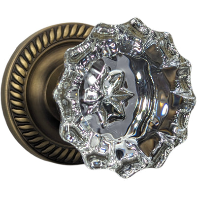 Georgian Roped Rosette Door Set with Fluted Crystal Door Knobs (Several Finishes Available)