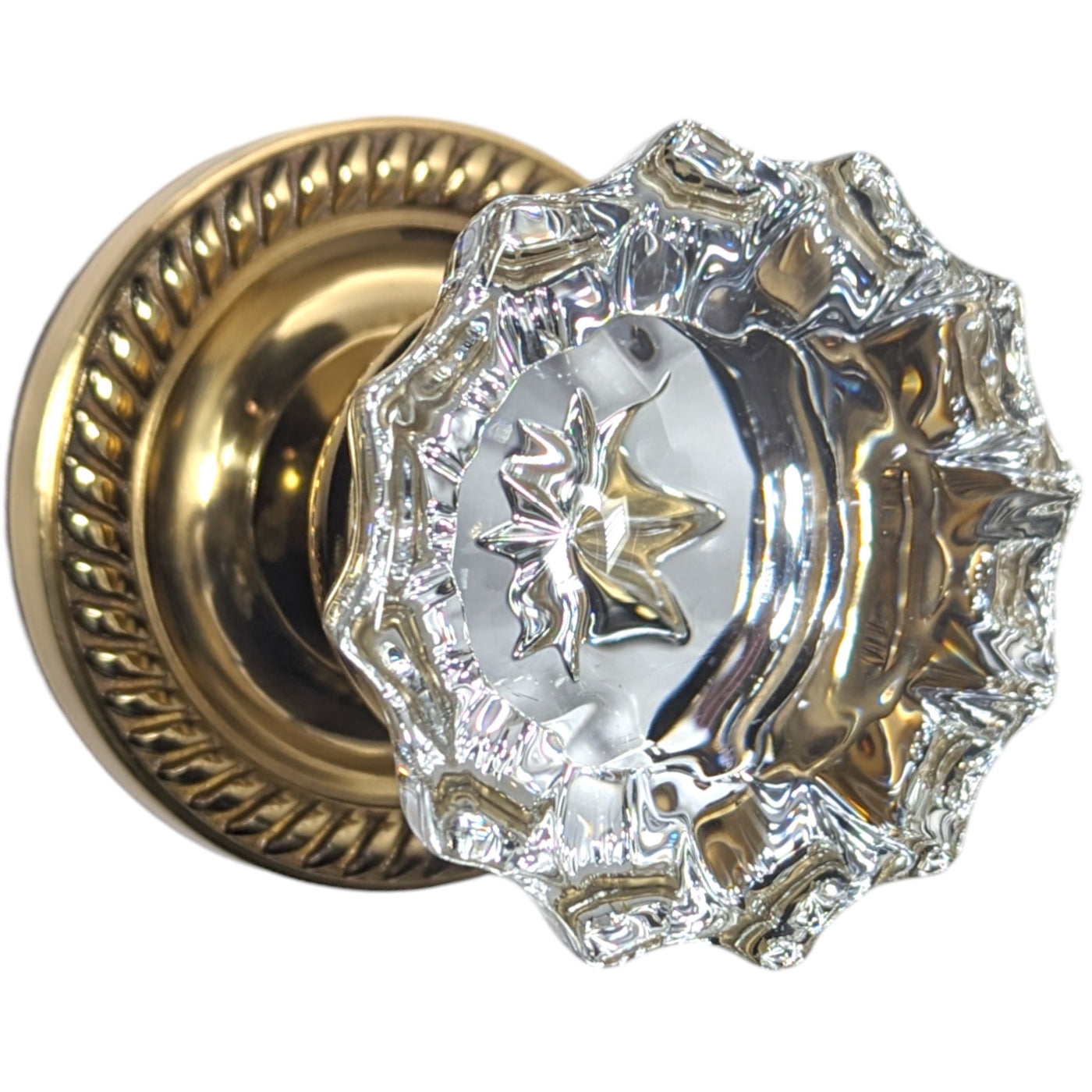 Georgian Roped Rosette Door Set with Fluted Crystal Door Knobs (Several Finishes Available)