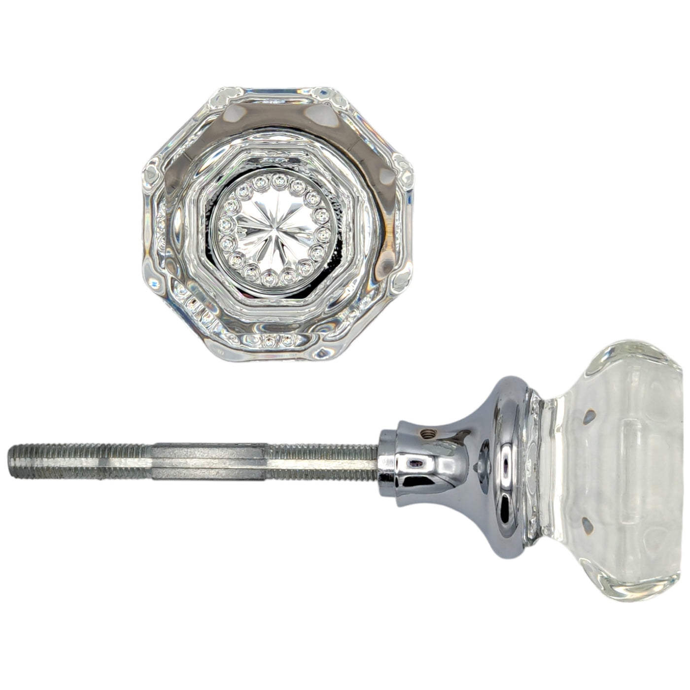 Octagon Crystal Spare Door Knob Set (Several Finishes Available)