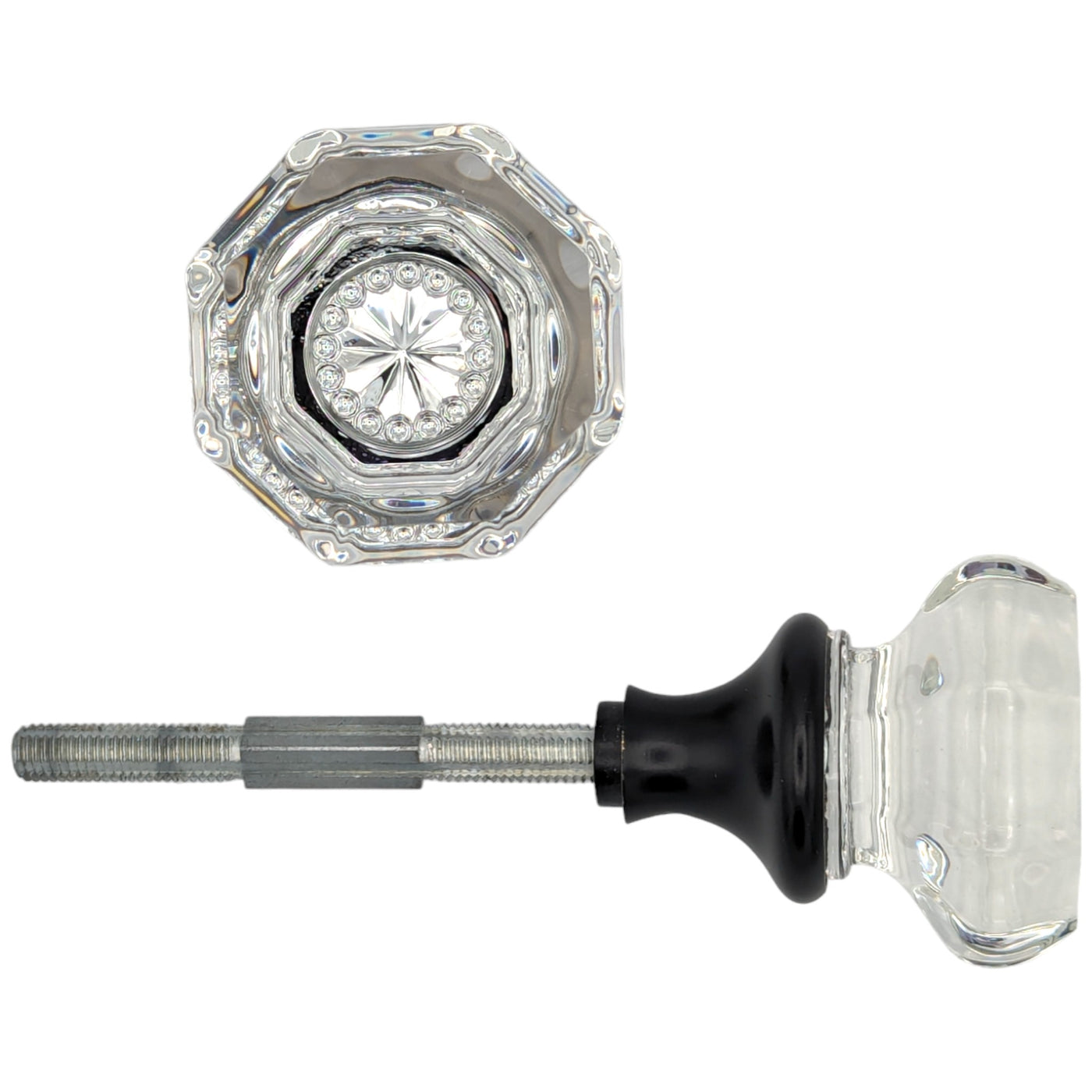 Octagon Crystal Spare Door Knob Set (Several Finishes Available)