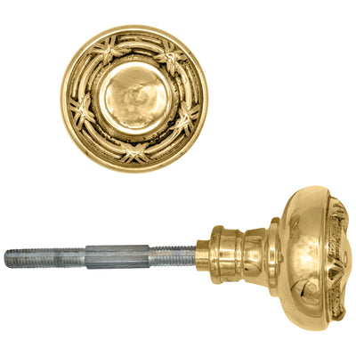 ##Antique Hardware## Ribbon & Reed Solid Brass Spare Door Knob Set