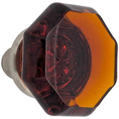 Amber Octagon Crystal Spare Door Knob Set (Several Finishes Available)