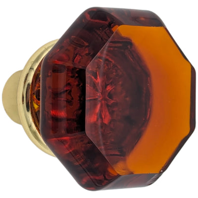 Amber Octagon Crystal Spare Door Knob Set (Several Finishes Available)