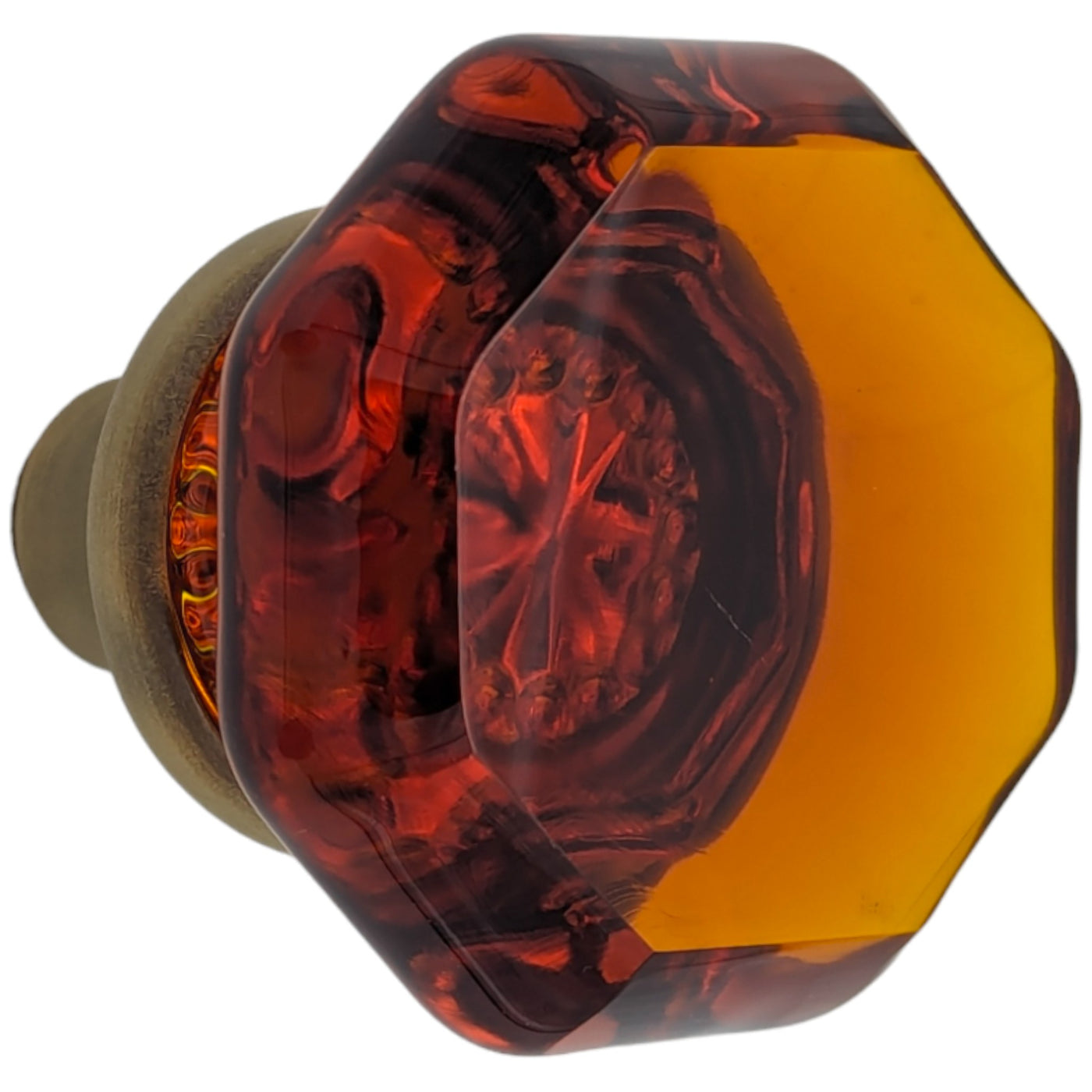 Amber Octagon Crystal Spare Door Knob Set (Several Finishes Available)