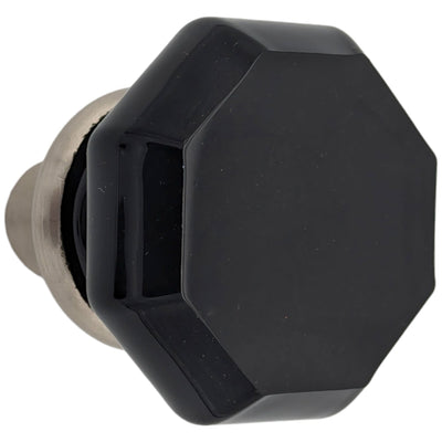 Octagon Black Glass Spare Door Knob Set (Several Finishes Available)