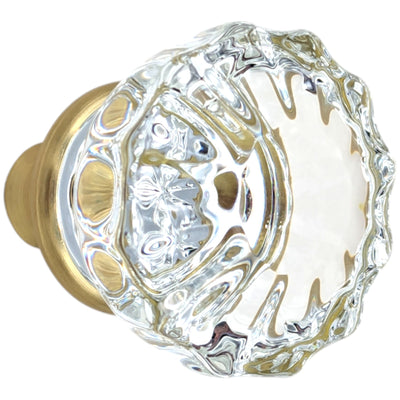 ##Antique Hardware## Fluted Tulip Style Crystal Door Knobs (Satin Brass Finish)