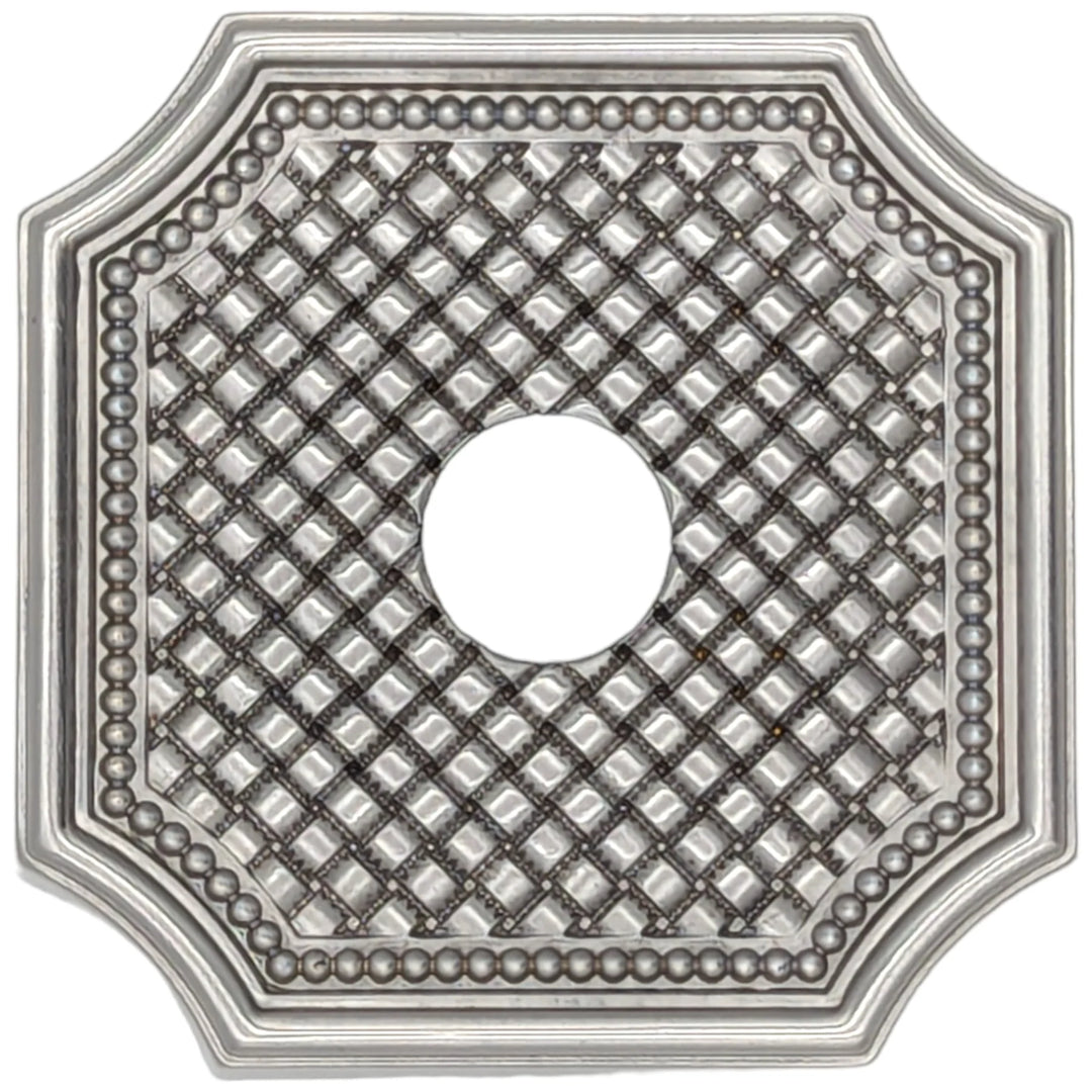 ##Antique Hardware## Basket Weave Rosette Door Set with Octagon Amber Glass Door Knobs (Several Finishes Available)