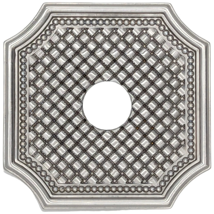 ##Antique Hardware## Basket Weave Rosette Door Set with Octagon Amber Glass Door Knobs (Several Finishes Available)