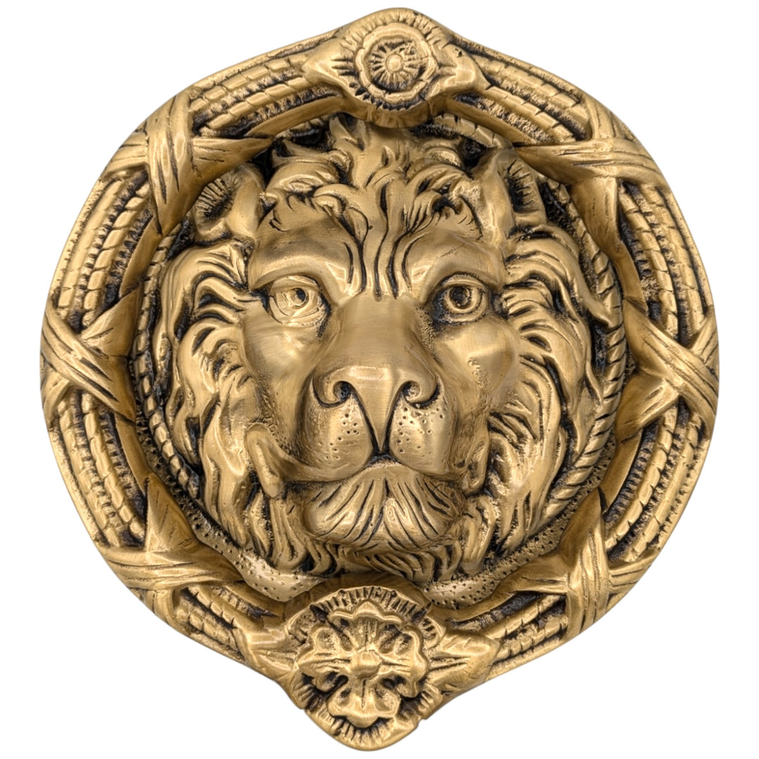 Medium Lion Face hot Doorknocker, Heavy, Solid Brass, Reproduction