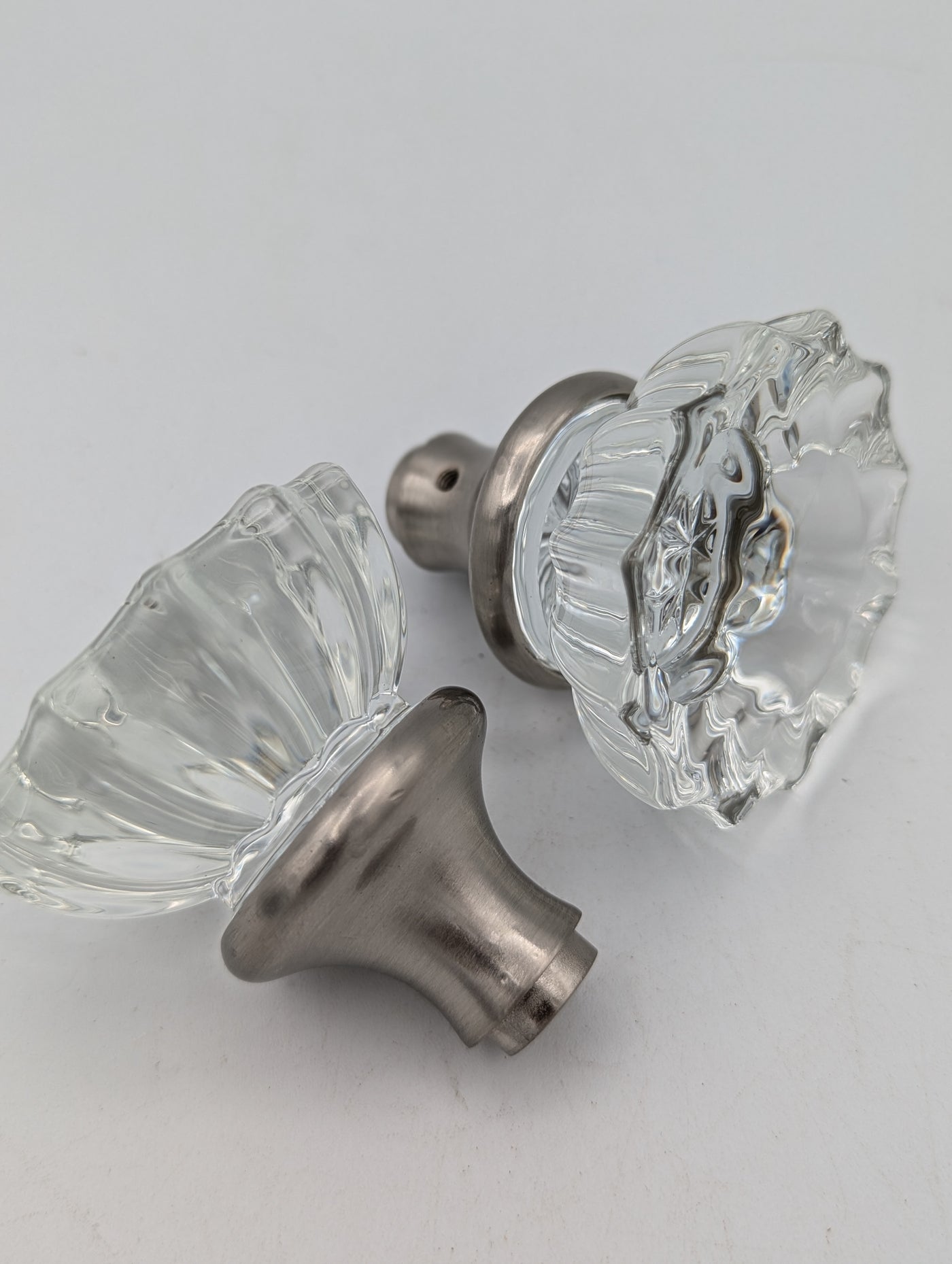 ##Antique Hardware## Open Box Sale Item Fluted Crystal Spare Knob Set (Brushed Nickel Finish)