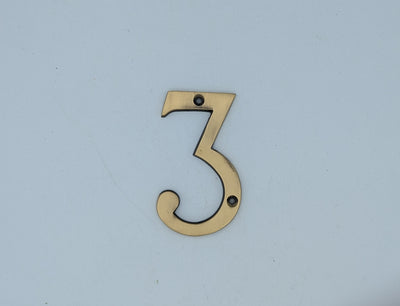 ##Antique Hardware## Open Box Sale Item 4 Inch Tall House Number 3 (Antique Brass Finish)