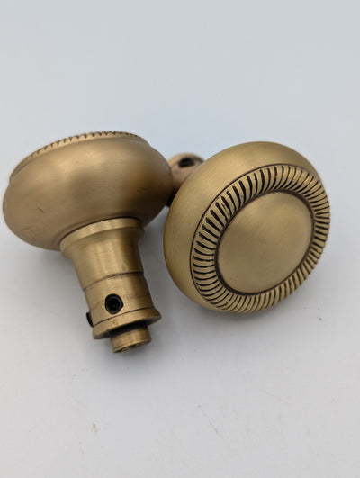 ##Antique Hardware## Open Box Sale Item Georgian Roped Solid Brass Spare Door Knob Set (Antique Brass Finish)