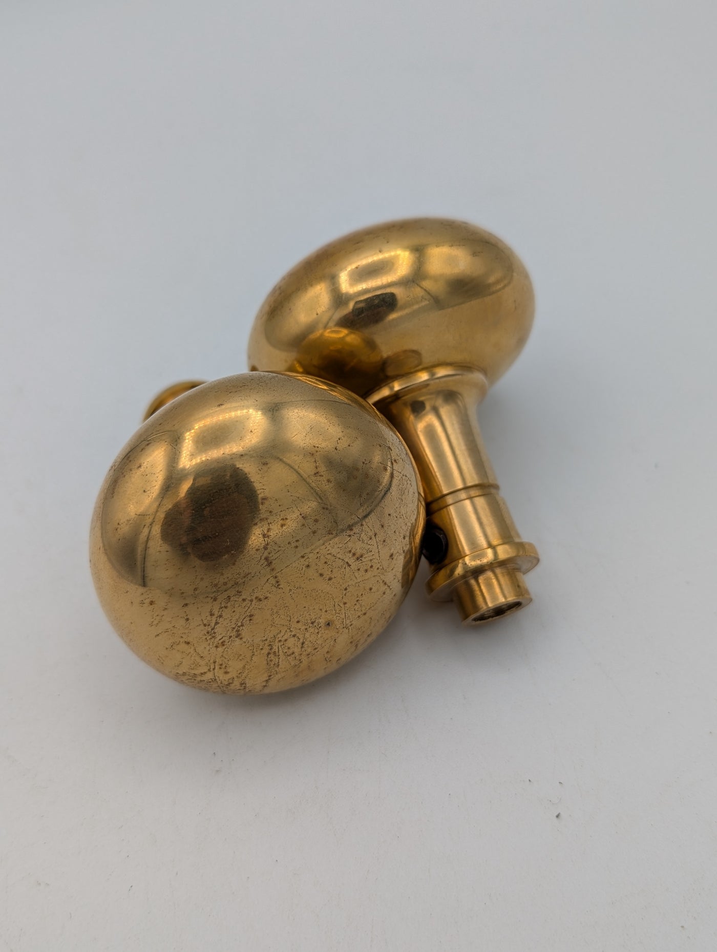 ##Antique Hardware## Open Box Sale Item Round Solid Brass Spare Door Knob Set (Polished Brass Finish)