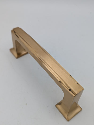 ##Antique Hardware## Open Box Sale Item 7 Inch Solid Brass Art Deco Skyscraper Pull (Antique Brass Finish)