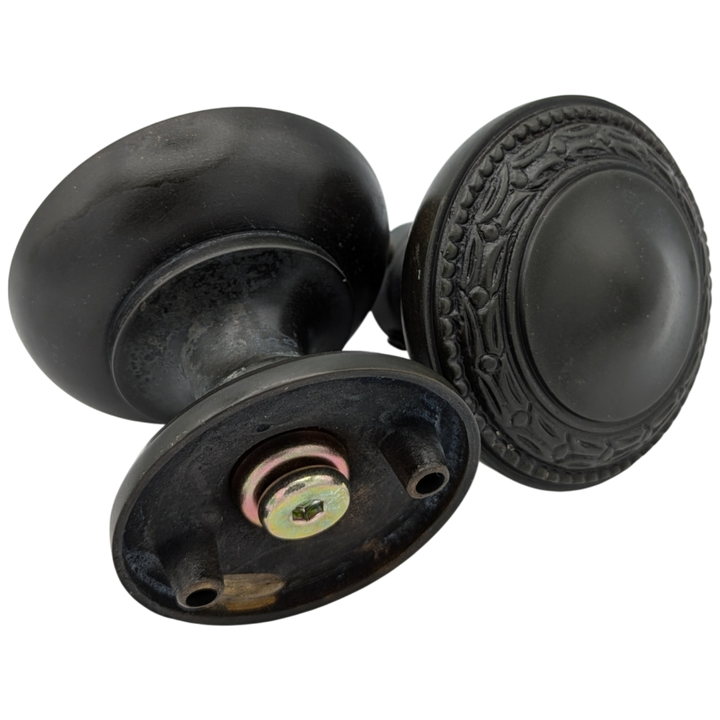 Open Box Sale Item Beaded Solid Brass Spare Door Knob Set (Oil Rubbed Bronze Finish)
