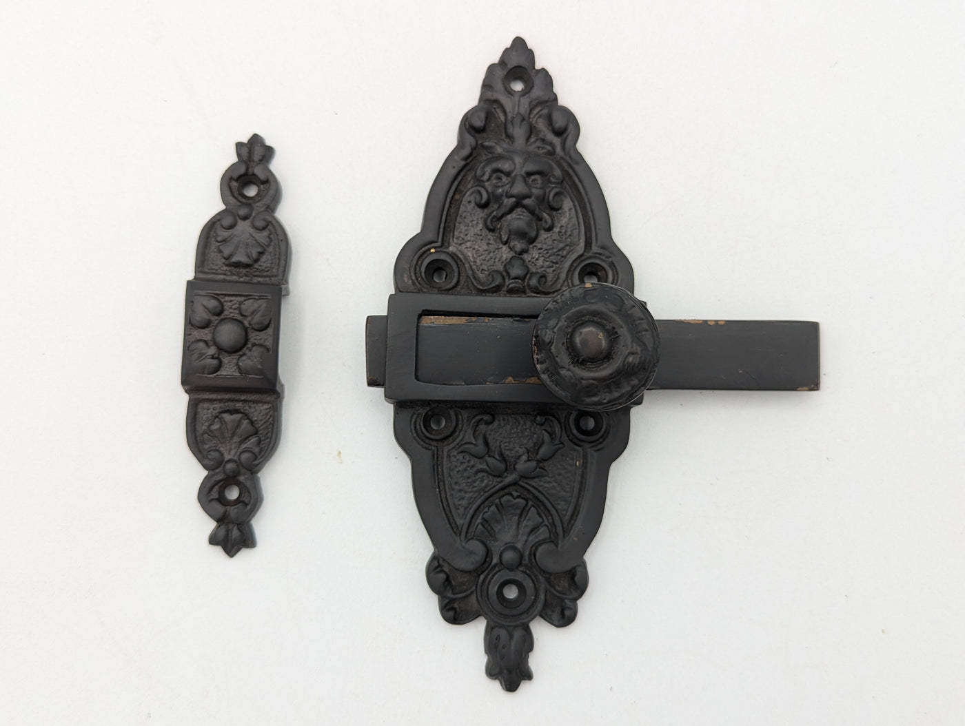 ##Antique Hardware## Open Box Sale Item 4 5/8 Inch Tall French Door or Cabinet Slide Bolt Latch (Oil Rubbed Bronze Finish)