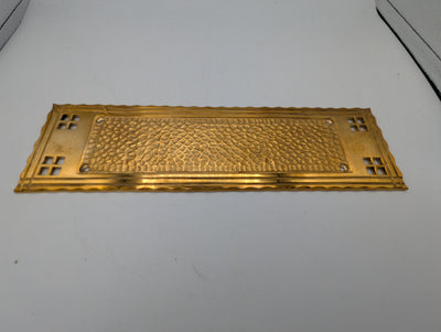 ##Antique Hardware## Open Box Sale Item 12 Inch Craftsman Style Push Plate (Polished Brass Finish)