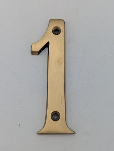 ##Antique Hardware## Open Box Sale Item 4 Inch Tall House Number 1 (Antique Brass Finish)