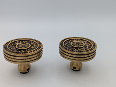 ##Antique Hardware## Open Box Sale Item Rice Pattern Solid Brass Spare Door Knob Set (Antique Brass Finish)