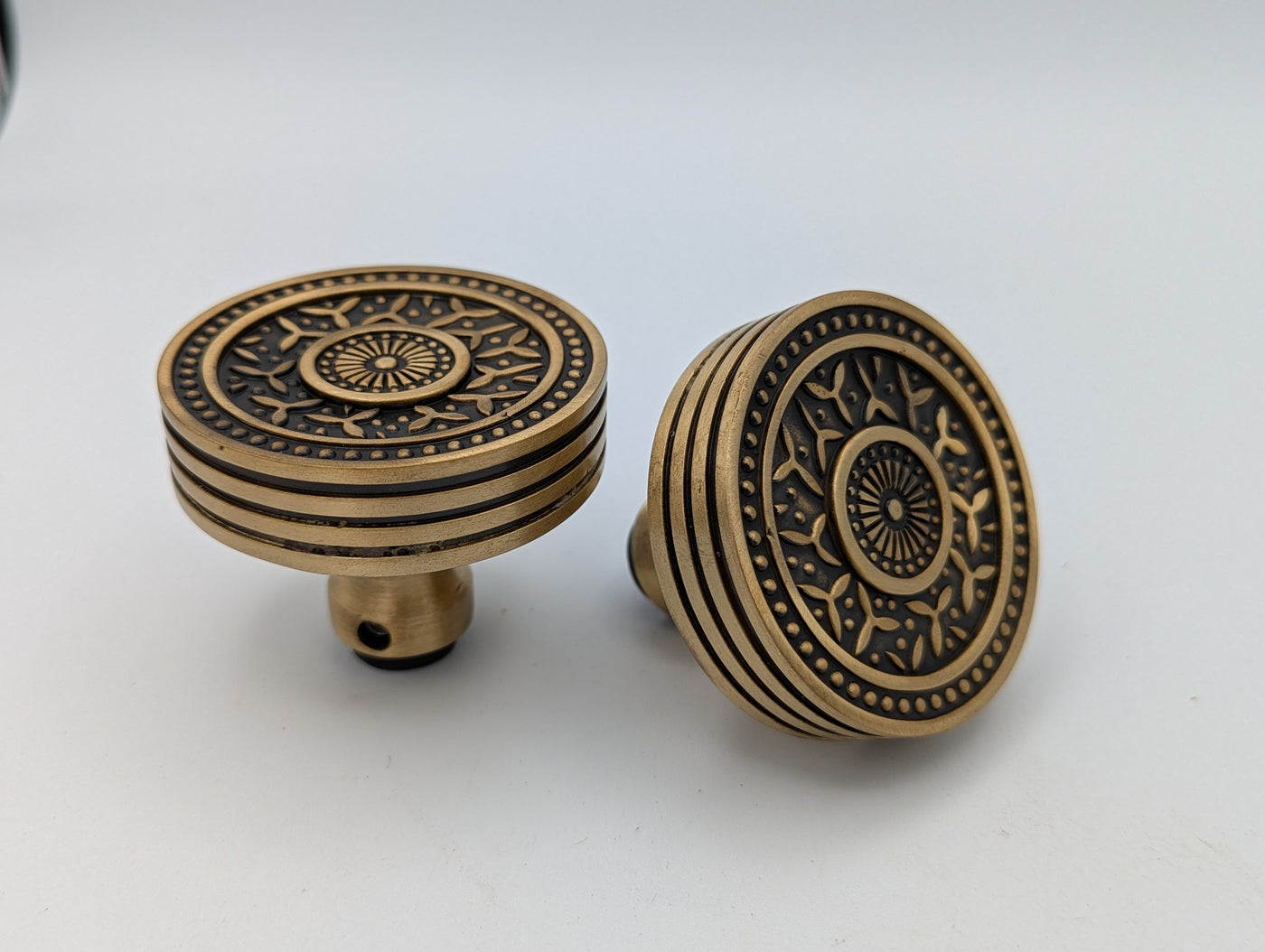 ##Antique Hardware## Open Box Sale Item Rice Pattern Solid Brass Spare Door Knob Set (Antique Brass Finish)