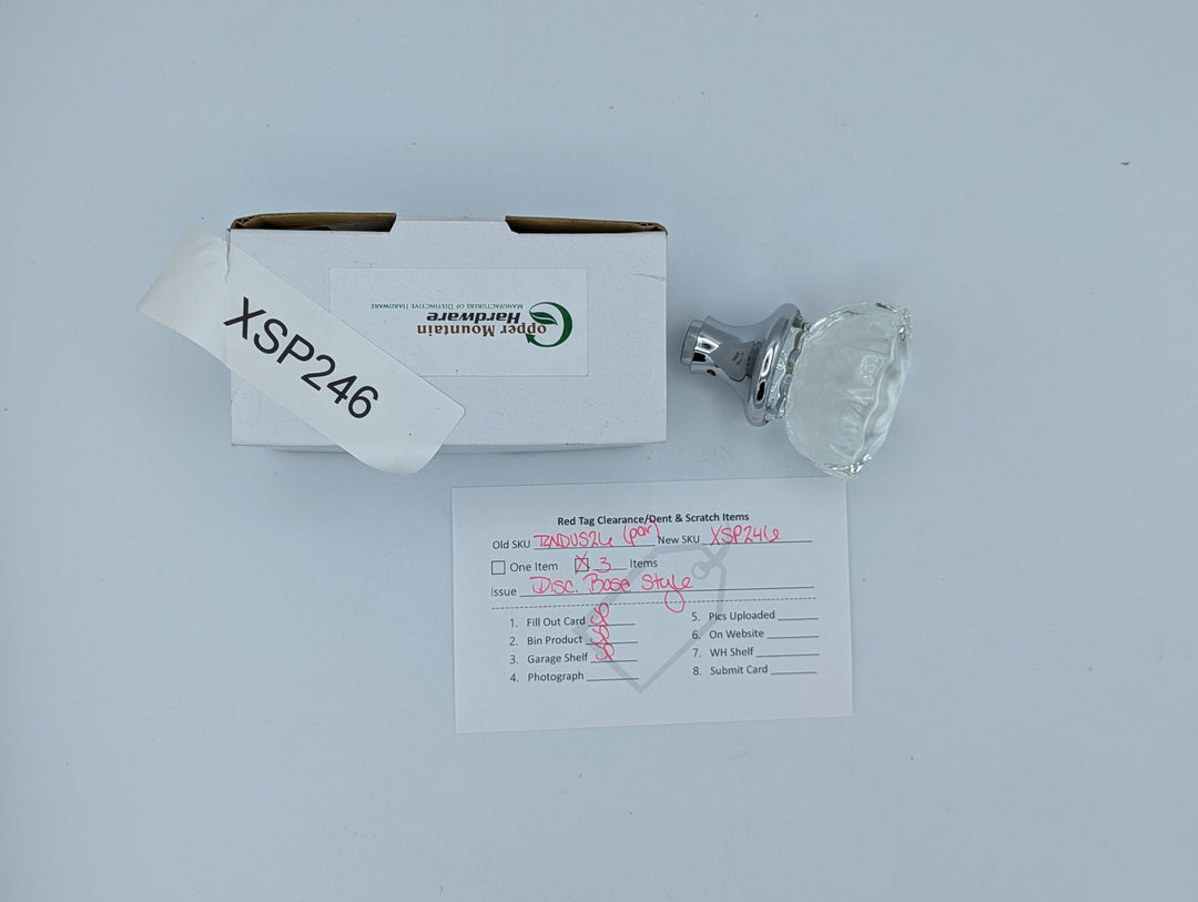 Open Box Sale Item Fluted Crystal Spare Knob Set (Polished Chrome Finish)