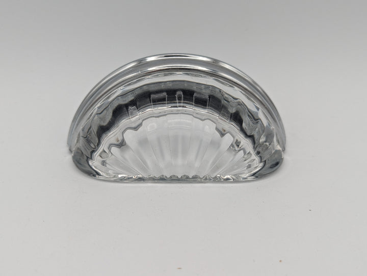 ##Antique Hardware## Open Box Sale Item Ribbed Clear Glass Cup Pull (3 Inch c-c) Polished Chrome Finish