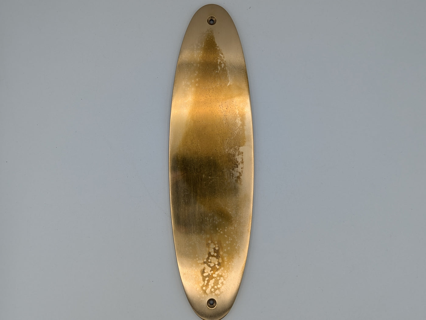 ##Antique Hardware## Open Box Sale Item 11 Inch Solid Brass Traditional Oval Push Plate (Polished Brass Finish)