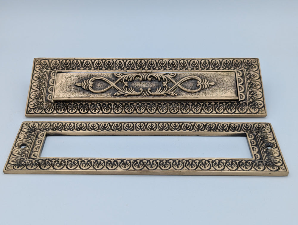 ##Antique Hardware## Open Box Sale Item Victorian Style Mail Slot (Antique Brass Finish)