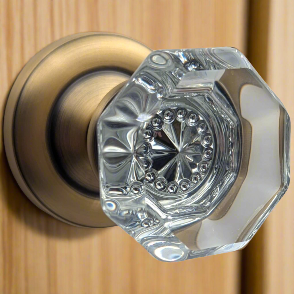 ##Antique Hardware## Magnifique™ Classic Door Set with Crystal Octagon Knobs (Several Finishes Available)