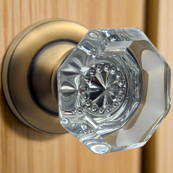 ##Antique Hardware## Magnifique™ Classic Door Set with Crystal Octagon Knobs (Several Finishes Available)