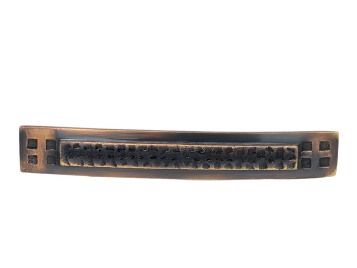 ##Antique Hardware## Open Box Sale Item 5 Inch Overall (3 1/2 Inch c-c) Solid Brass Craftsman Hammered Drawer Pull (Antique Copper Finish)