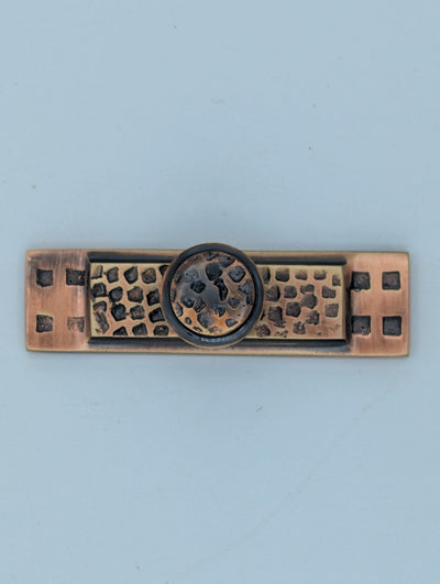 ##Antique Hardware## Open Box Sale Item 3 1/2 Inch (3 Inch c-c) Rectangular Craftsman Cabinet Knob With Backplate (Antique Copper Finish)