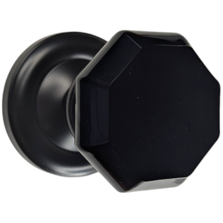 ##Antique Hardware## Magnifique™ Classic Door Set with Black Glass Octagon Knobs (Several Finishes Available)