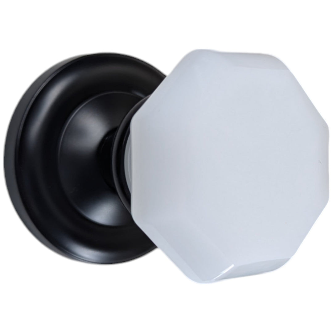 ##Antique Hardware## Magnifique™ Classic Door Set with White Milk Glass Octagon Knobs (Several Finishes Available)