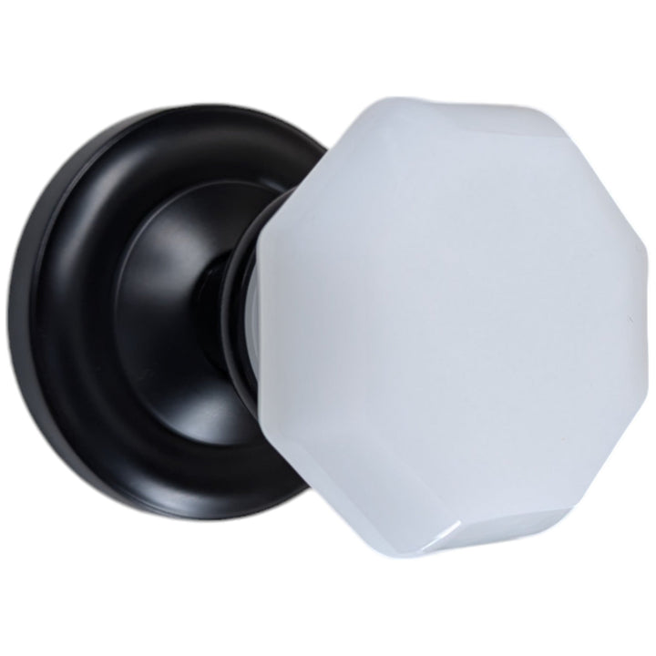##Antique Hardware## Magnifique™ Classic Door Set with White Milk Glass Octagon Knobs (Several Finishes Available)